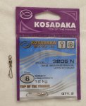 Вертлюжки на подшипнике с карабинчиком "KOSADAKA" 3205 N. Size №8.