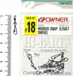 Вертлюг с застёжкой "OWNER" Hooked Snap Swivel № 18.